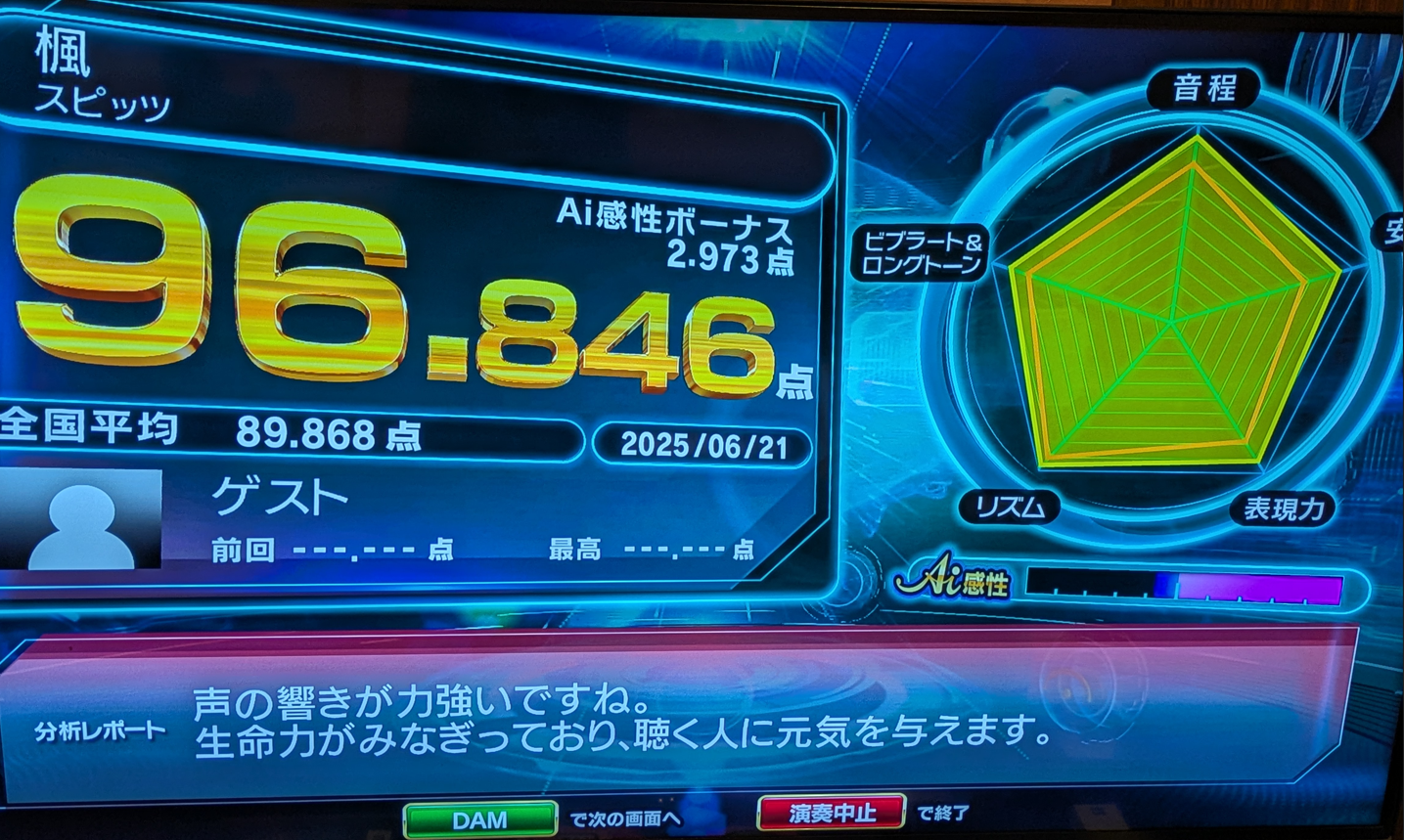 カラオケ　最高得点